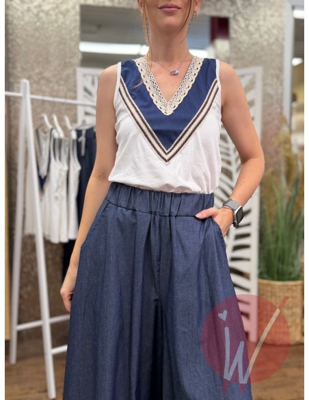Top Chambray Bianco