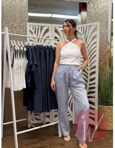 Pantalone Righine Lipari Azzurro