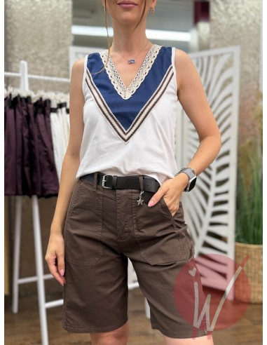 Top Chambray Bianco