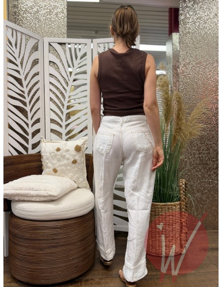 Pantalone Lino Rome Bianco
