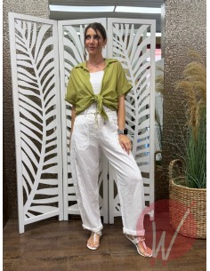 Pantalone Lino Boston Bianco