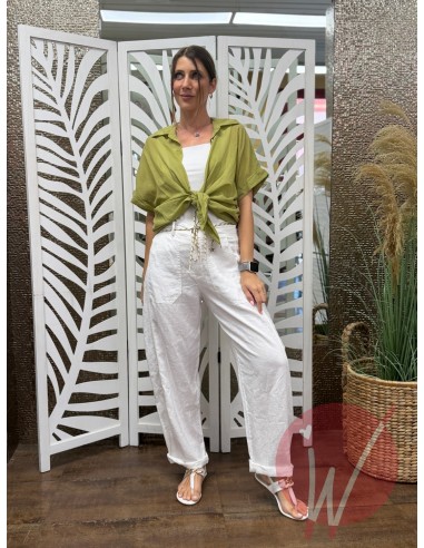 Pantalone Lino Boston Bianco