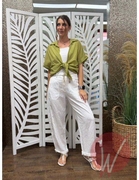 Pantalone Lino Boston Bianco