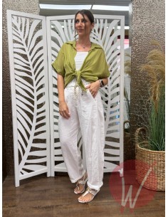 Pantalone Lino Boston Bianco 2
