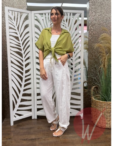 Pantalone Lino Boston Bianco