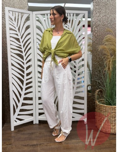 Pantalone Lino Boston Bianco