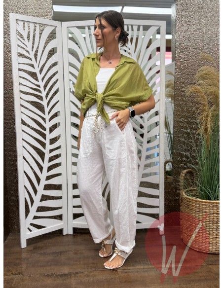 Pantalone Lino Boston Bianco