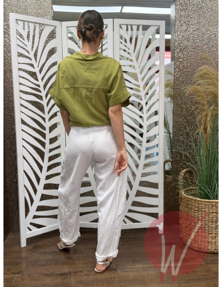 Pantalone Lino Boston Bianco