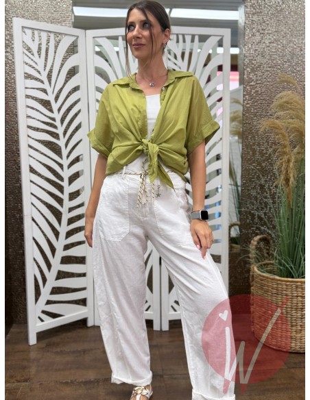 Pantalone Lino Boston Bianco