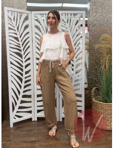Pantalone Lino Boston Cammello