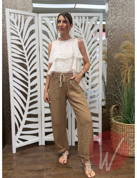 Pantalone Lino Boston Cammello