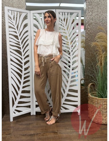 Pantalone Lino Boston Cammello