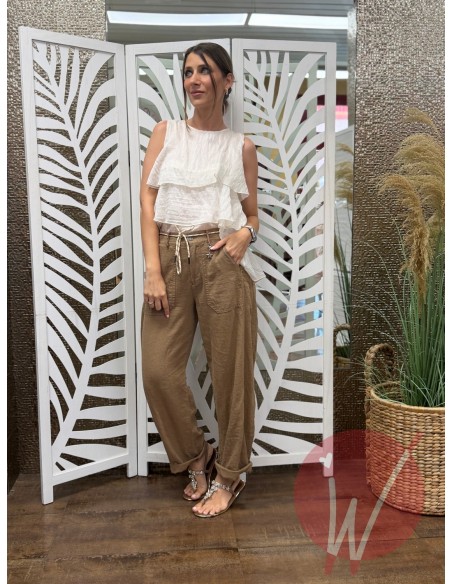 Pantalone Lino Boston Cammello