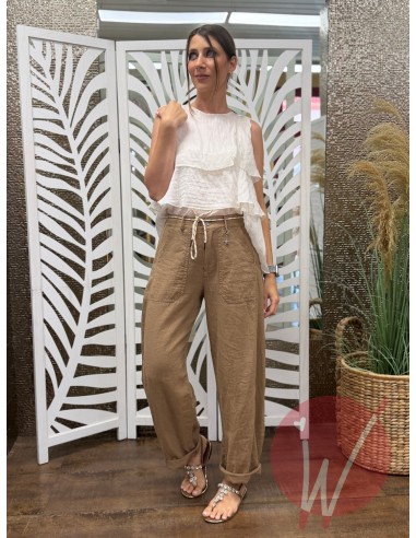 Pantalone Lino Boston Cammello