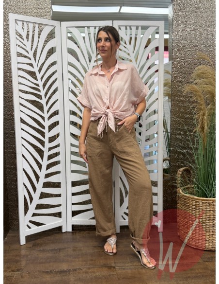 Pantalone Lino Boston Cammello