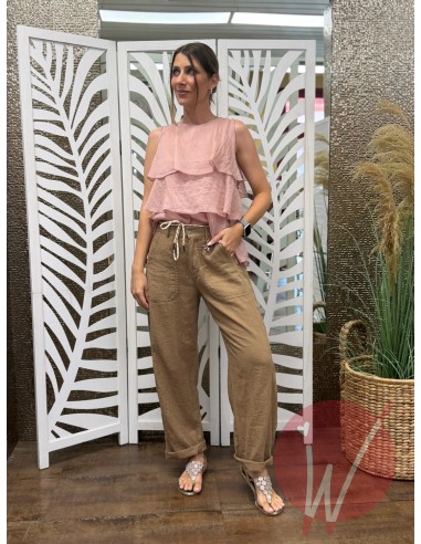 Pantalone Lino Boston Cammello