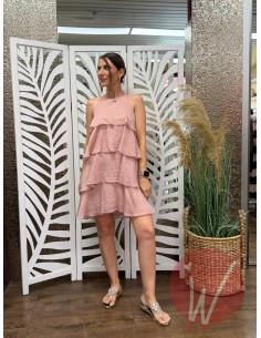 Abito Corto Balze Sunset Rosa