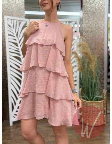 Abito Corto Balze Sunset Rosa