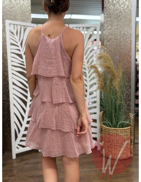 Abito Corto Balze Sunset Rosa