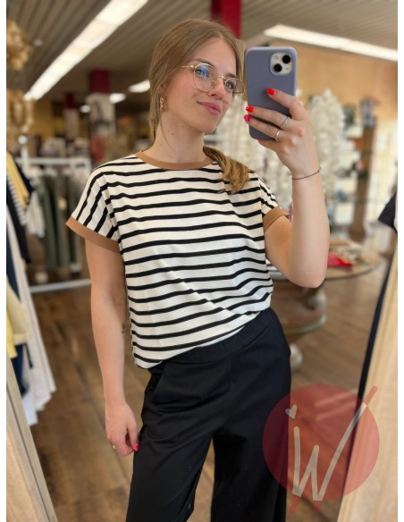 T-Shirt Righe Atlanta Nero