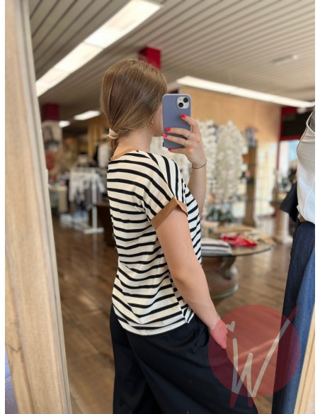 T-Shirt Righe Atlanta Nero