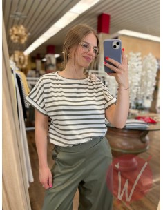 T-Shirt Righe Oxford Militare
