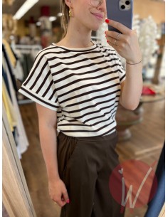 T-Shirt Righe Oxford Moro 2