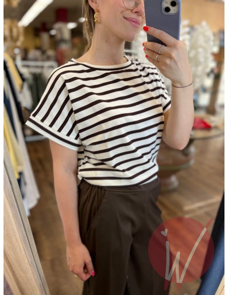 T-Shirt Righe Oxford Moro