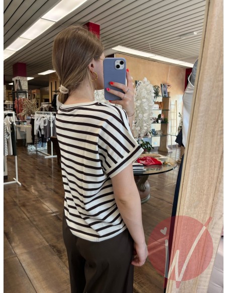 T-Shirt Righe Oxford Moro