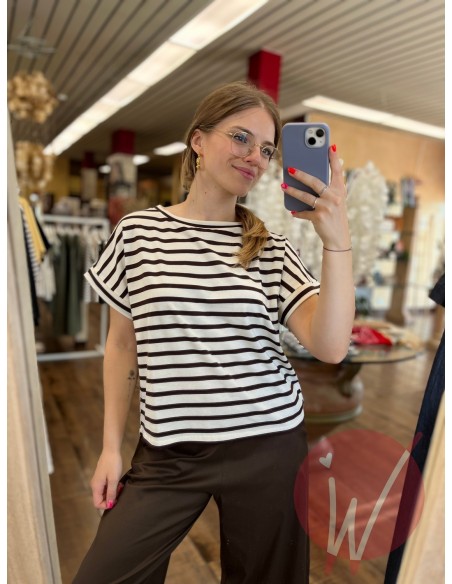 T-Shirt Righe Oxford Moro