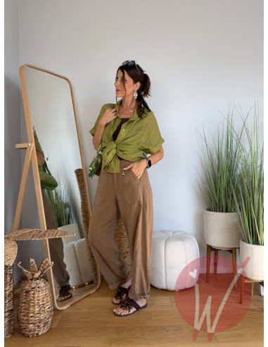 Pantalone Lino Boston Cammello