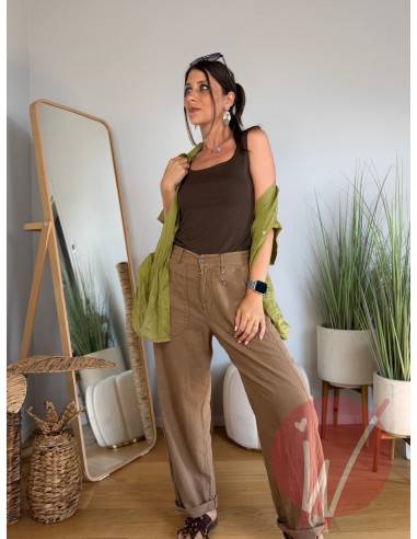 Pantalone Lino Boston Cammello