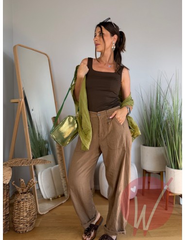 Pantalone Lino Boston Cammello