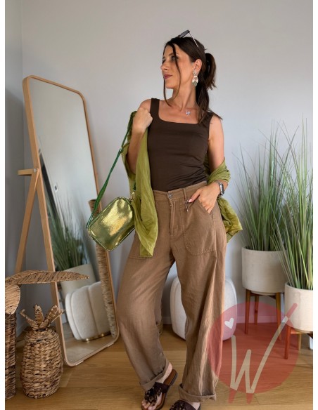 Pantalone Lino Boston Cammello