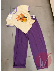 Pantalone Lino Boston Viola 2