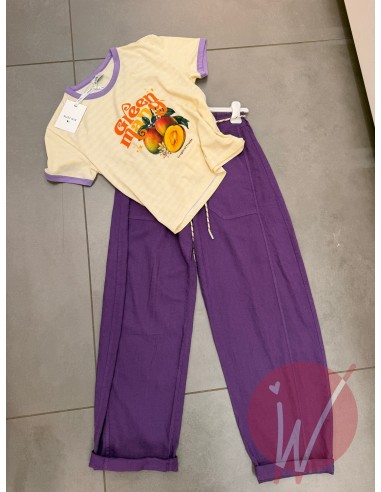 Pantalone Lino Boston Viola