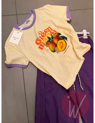 T-Shirt Righe Mango Giallo