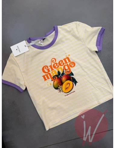 T-Shirt Righe Mango Giallo