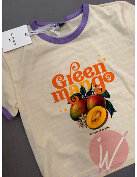 T-Shirt Righe Mango Giallo