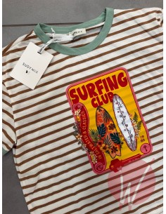 T-Shirt Righe Surfing Cammello 2