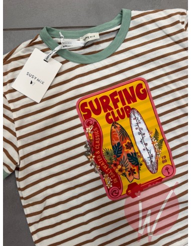 T-Shirt Righe Surfing Cammello
