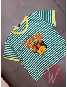 T-Shirt Righe Mango Verde