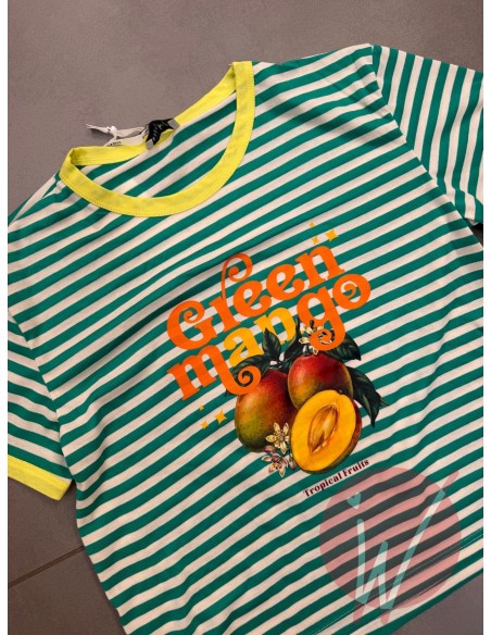 T-Shirt Righe Mango Verde