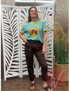 T-Shirt Righe Mango Verde
