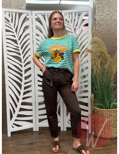 T-Shirt Righe Mango Verde