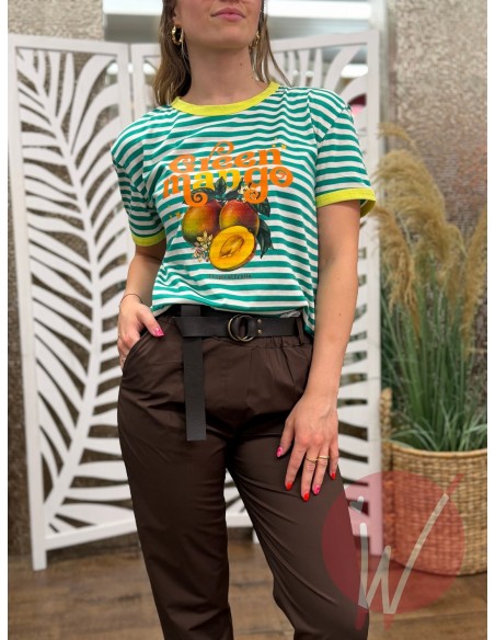 T-Shirt Righe Mango Verde