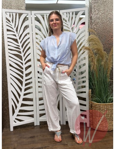 Pantalone Lino Boston Bianco