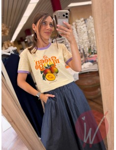 T-Shirt Righe Mango Giallo