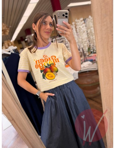 T-Shirt Righe Mango Giallo