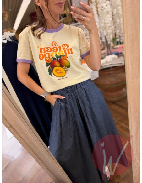 T-Shirt Righe Mango Giallo
